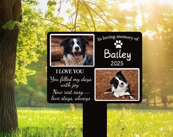 Custom Pet Portrait Memorial Stake, Pet Photo Garden Sign, Gift for Pet, Dog Grave Marker,  Personalized Dog Garden Sign, Pet Loss Gift