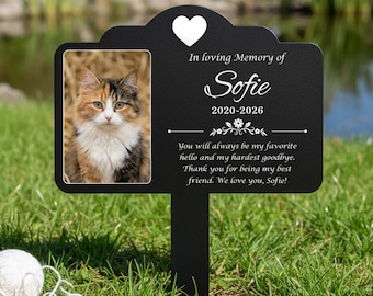 Aangepaste kat portret gedenkteken, huisdier foto tuinbord, cadeau voor huisdier, kat grafmarkering, gepersonaliseerd teken kattentuin, huisdier verlies cadeau