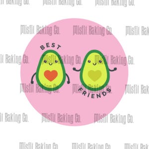 Edible Valentine’s Day Image | Chocolate Covered Oreo Topper Design | Avocado Best Friends Valentine