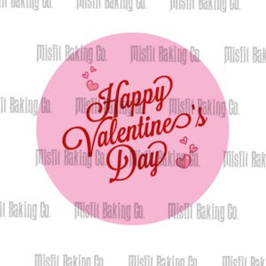 Edible Valentine’s Day Image | Chocolate Covered Oreo Topper Design | Happy Valentines Day Red Cursive