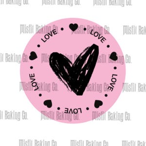 Edible Valentine’s Day Image | Chocolate Covered Oreo Topper Design | Black Hearts and Love