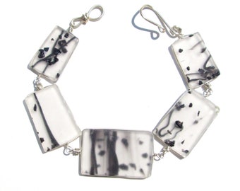 Zebra Striped Frosted Glass Bracelet/ Necklace