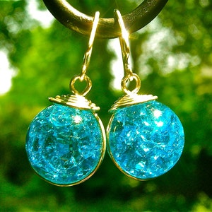 Turquoise Fried Marble Earrings with Silver image 4