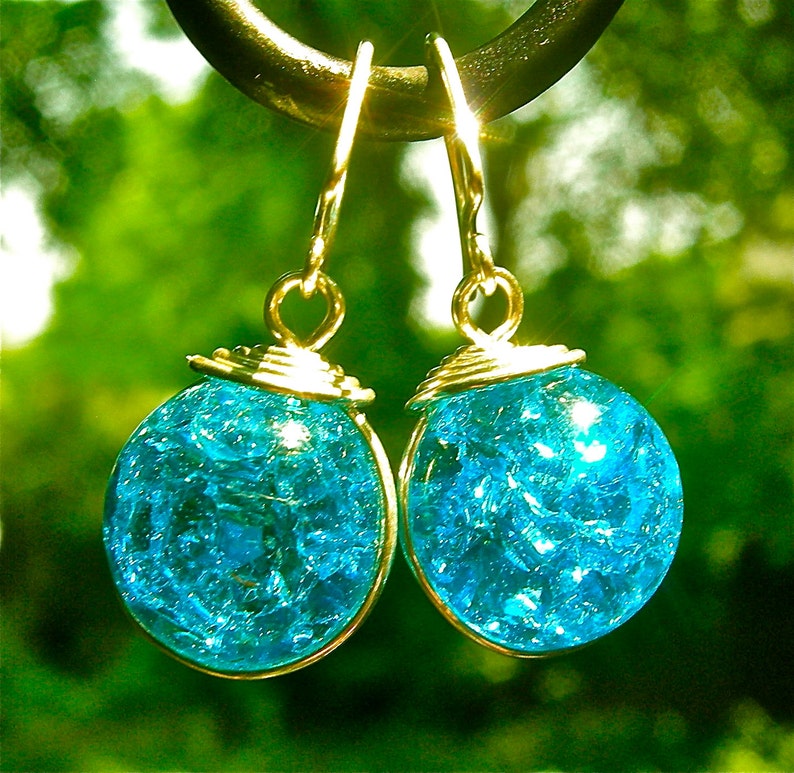 Turquoise Fried Marble Earrings with Silver image 4