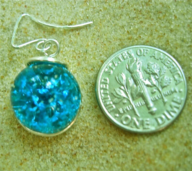 Turquoise Fried Marble Earrings with Silver image 5