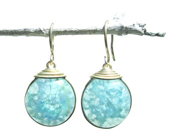 light blue fried glass earrings with silver