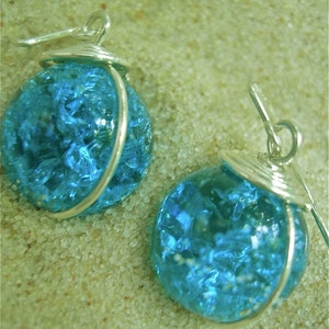 Turquoise Fried Marble Earrings with Silver image 2