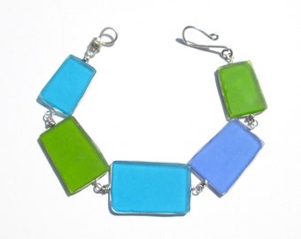 Blue-Green Seaglass Bracelet/ Necklace