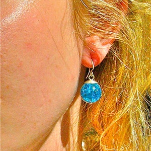 Turquoise Fried Marble Earrings with Silver image 3