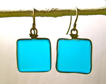 turquoise seaglass earrings with silver