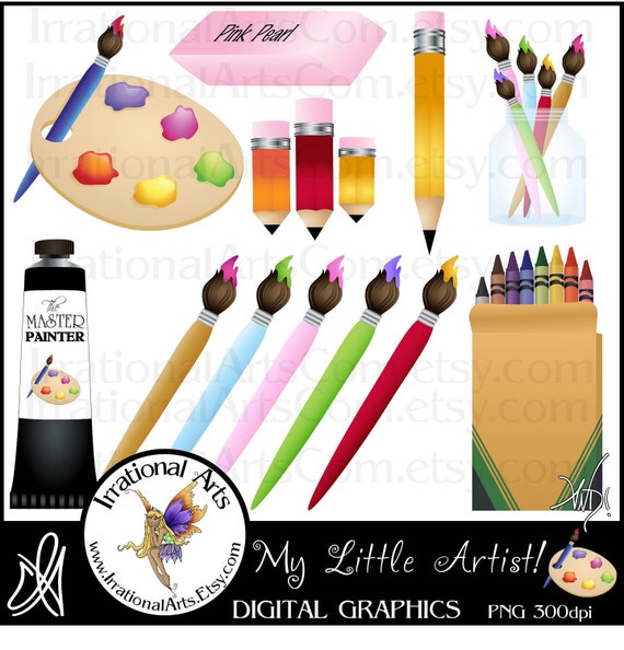 Watercolor Paint Brush Clipart Art Supplies Download Instant Download  Watercolor Rainbow Paint Brushes 