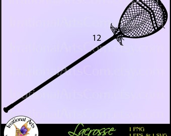 Lacrosse Goalie Sticks Pose 12 - with 1 Vinyl Ready Vector digital clip art graphics EPS SVG PNG files and small commercial license