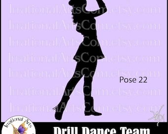 Drill Dance Team Silhouettes Pose 22 -  with 1 EPS & SVG Vinyl Ready files and 1 PNG digital file and scl (Instant Download)