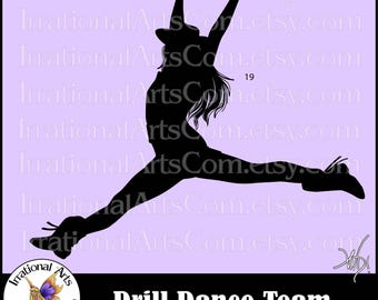 Drill Dance Team Silhouettes Pose 19 - 1 EPS & SVG Vinyl Ready files and 1 PNG digital file and commercial license [Instant Download]
