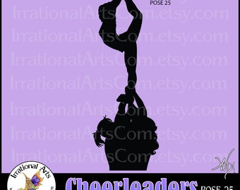 Cheer stunt team Silhouettes Pose 25 - con 1 EPS & SVG Vinyl Ready file e 1 file digitale PNG e licenza commerciale [Instant Download]