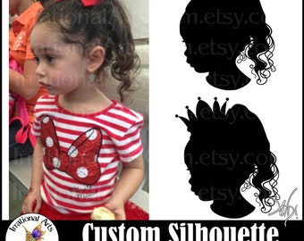 Made-to-Order - Profile Silhouette: created from your photo profile - PNG EPS SVG Jpg files princess child or adult