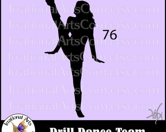 Drill Dance Team Silhouettes Pose 76 - with 1 EPS & SVG Vinyl Ready files and 1 PNG Digital File and Small Commercial License