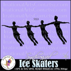 Patinadores de gelo sincronizados posam 3 - com 1 patinadores femininos e masculinos Clipart gráficos digitais Arquivos EPS, SVG e PNG e scl {Instant Download}