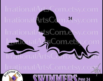 Swimmers Silhouettes Pose 34 - with 1 EPS & 1 SVG Vinyl Ready Images files and 1 PNG + Small Commercial License [Instant Download]