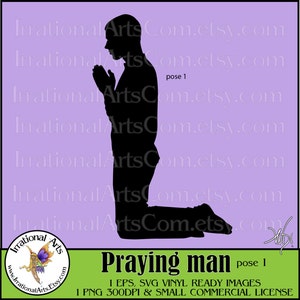 Orando la pose de hombre 1 - EPS SVG PNG rodillas Ore religión arrodillar Biblia iglesia [Descargar instantánea]