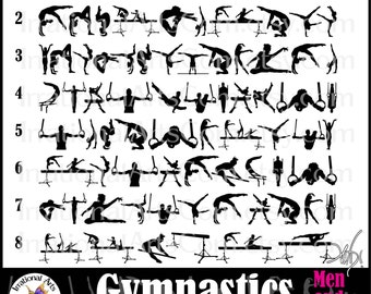 Gymnastics BORDERS Men and Women - with 8 PNG digital clipart 12" borders on clear backgrounds tumbling cartwheels flip {Instant Download}