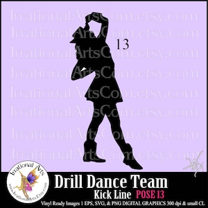 Drill Dance Team Silhouettes Pose 13 - 1 EPS & SVG Vinyl Ready files and 1 PNG digital file and commercial license [Instant Download]