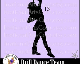 Drill Dance Team Silhouettes Pose 13 - 1 EPS & SVG Vinyl Ready files and 1 PNG digital file and commercial license [Instant Download]