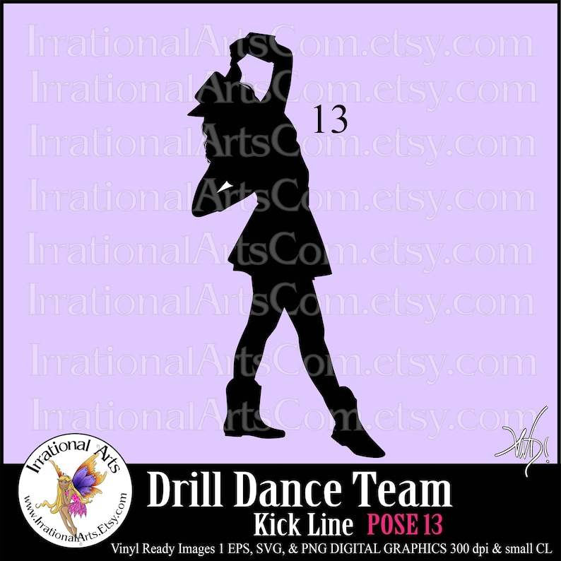 Drill Dance Team Silhouettes Pose 13 1 EPS & SVG Vinyl Ready files and 1 PNG digital file and commercial license Instant Download image 1