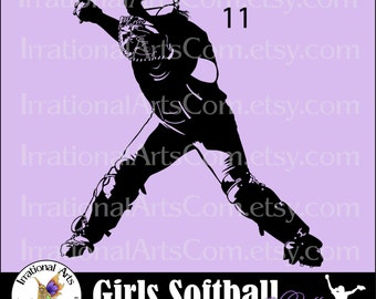 Vinyl Ready Softball Women Catcher pose 11 INSTANT DOWNLOaD digital clipart graphics 1 png and 1 EPS and 1 SVG files baseball
