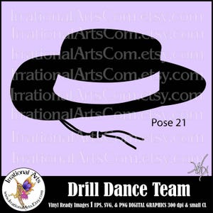 Drill Dance Team Silhouettes Pose 21 Hut - mit 1 EPS & SVG Vinyl Ready Dateien und 1 PNG digitale Datei und kleine kommerzielle Lizenz