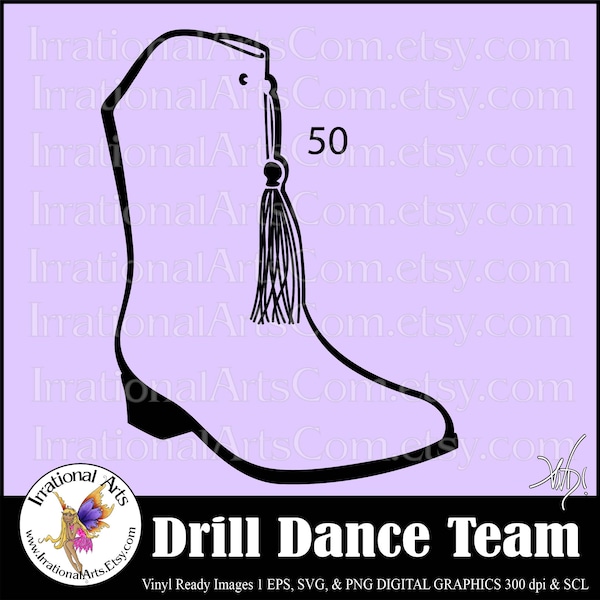 Drill Dance Team Silhouettes Pose 50 Boot - with 1 EPS & SVG Vinyl Ready files and 1 PNG digital clip art file and small commercial license