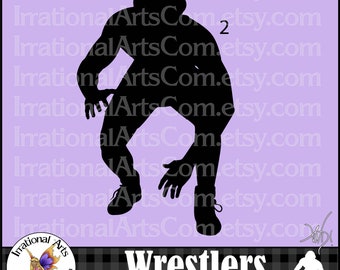 Wrestlers Silhouettes Pose 2 - with 1 EPS & 1 SVG vector files and 1 PNG digital clipart graphic  and scl wrestling {Instant Download}