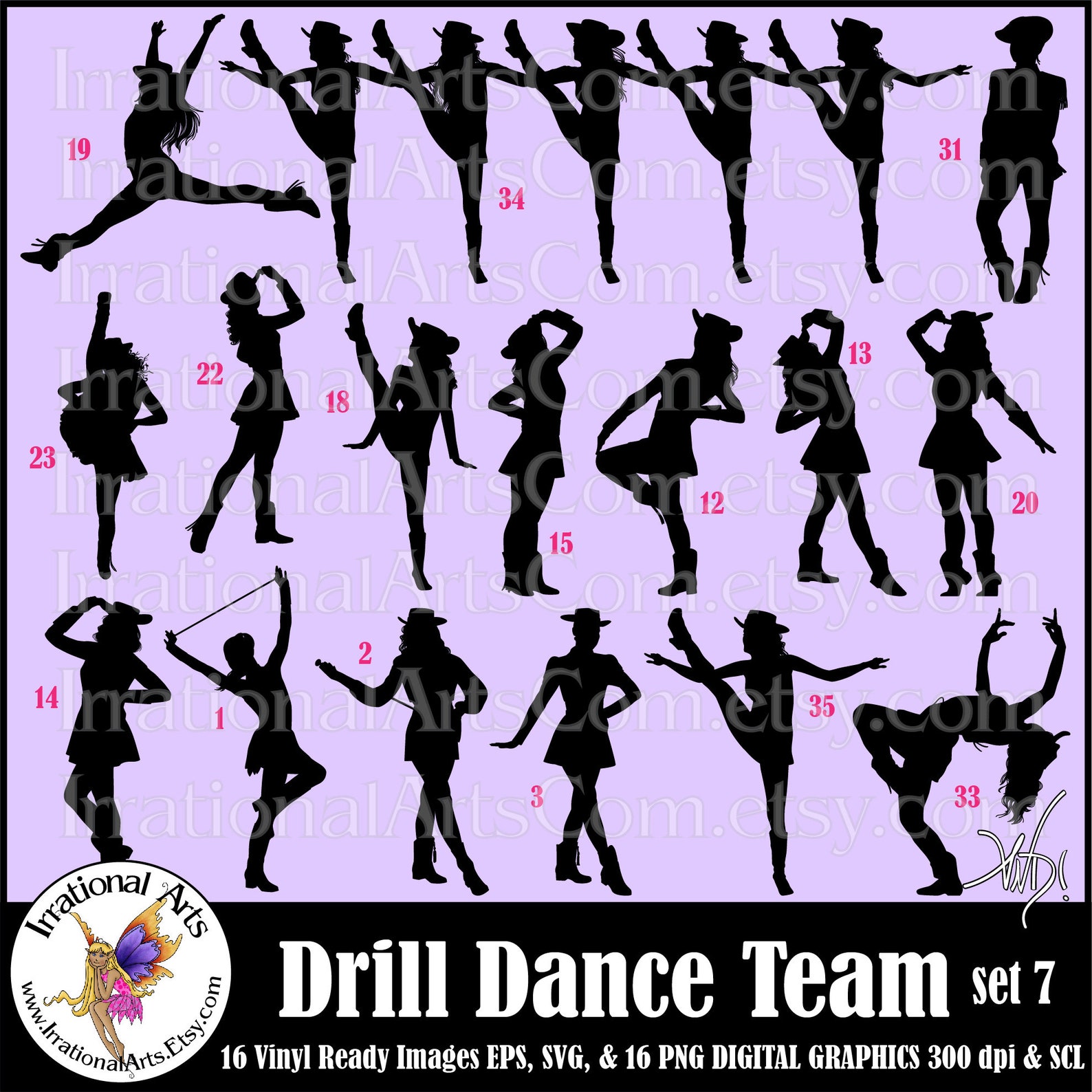 Drill Dance Team Silhouettes Set 7 With 16 EPS & SVG Vinyl Etsy