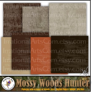 INSTANT DOWNLOAD Mossy Wood Hunter set 2 with 10 jpg files Digital scrapbooking papers Mossy oak trees leaves wood grains camo image 5