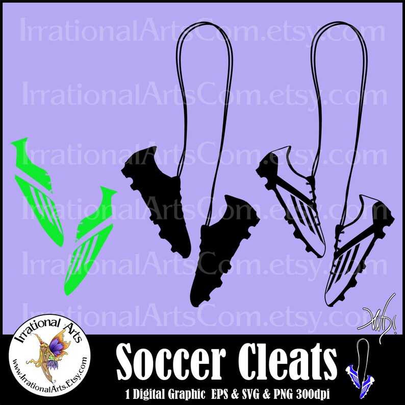 Soccer Cleats with 3 EPS & SVG Vinyl Ready images and 3 PNG digital clipart graphics Instant Download image 1
