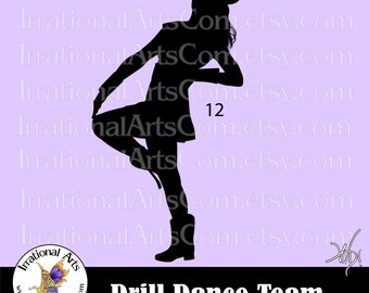 Drill Dance Team Silhouettes Pose 12 - with 1 EPS & SVG Vinyl Ready files and 1 PNG Digital File and Small Commercial license