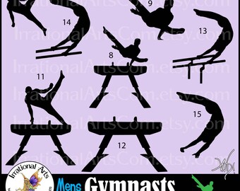 Men Gymnasts Silhouettes set 6 - 8 Vinyl Ready Images SVG & EPS 8 png clipart graphics tumbling cheer competition olympic [Instant Download]