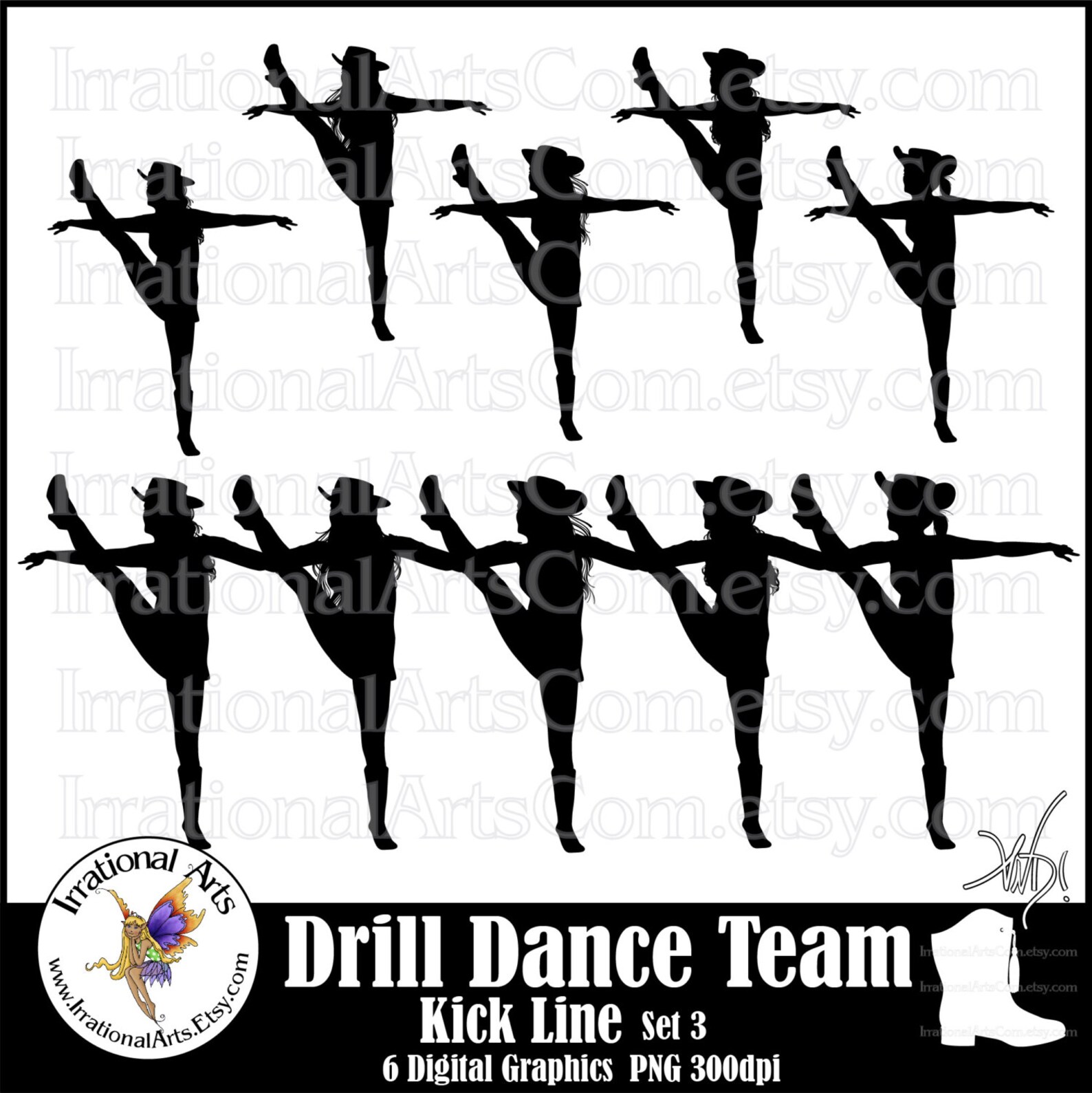 Drill Dance Team KICK LINE Silhouettes Set 3 With 6 PNG Etsy