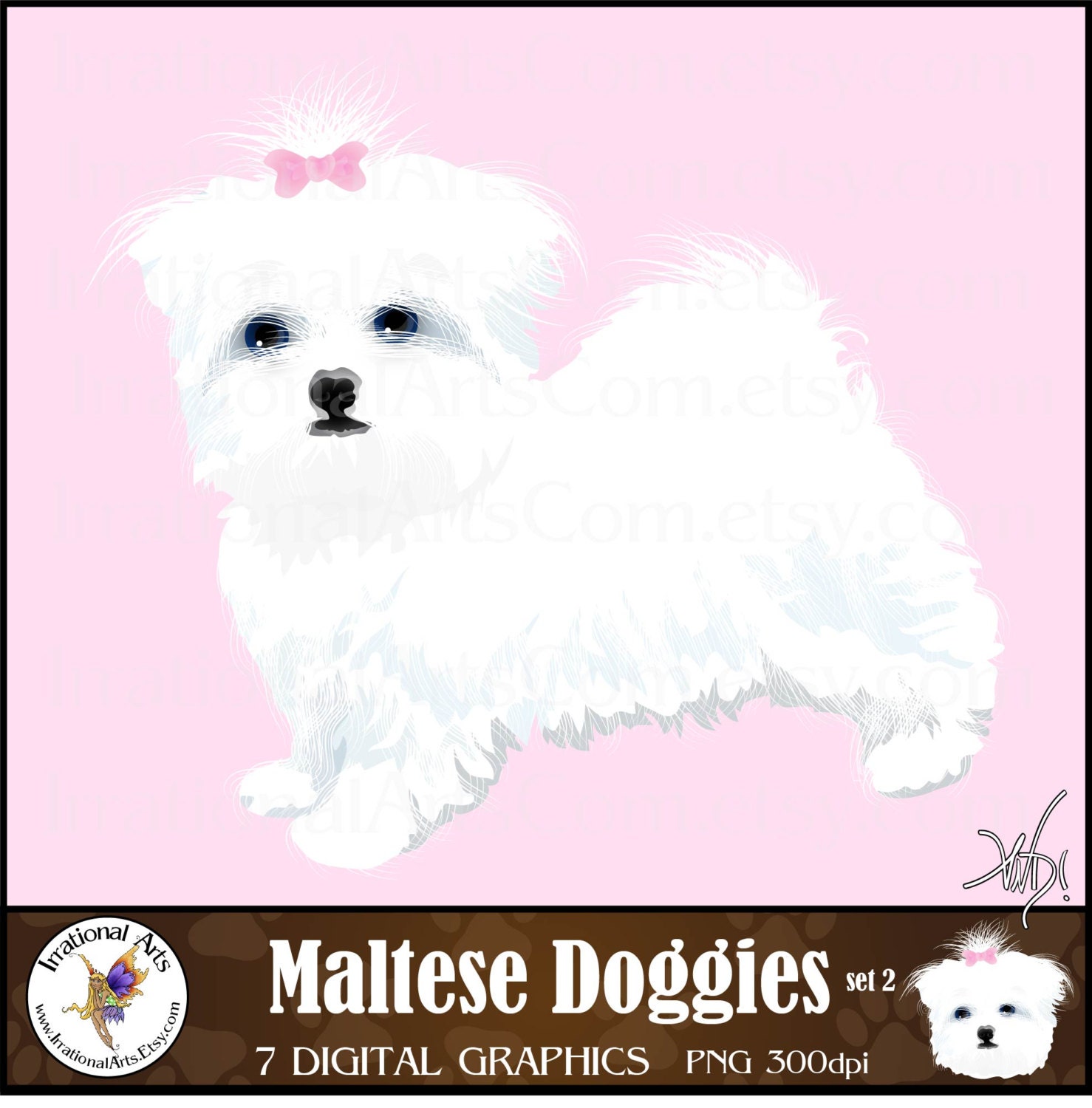Buy Maltese Doggies Set 2 With 7 Gorgeous Full Color Maltese Dogs