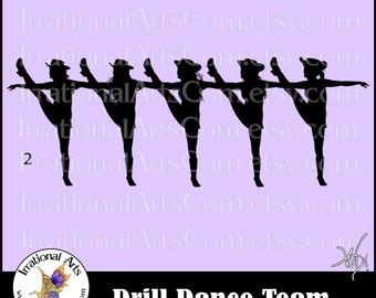 Drill Dance Team Silhouettes Kickline Pose 2 - with 1 EPS & SVG Vinyl Ready files and 1 PNG digital file  scl [Instant Download]