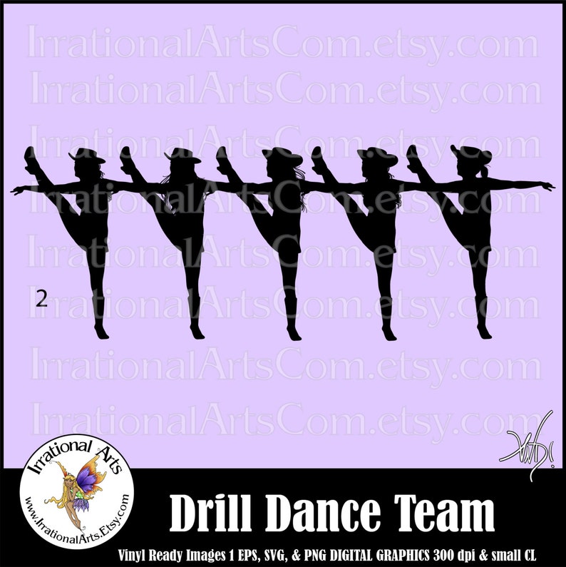 Drill Dance Team Silhouettes Kickline Pose 2 with 1 EPS & SVG Vinyl Ready files and 1 PNG digital file scl Instant Download image 1