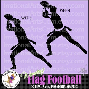 Silhuetas de futebol de bandeira feminina Poses 4 e 5 - com 2 arquivos vetoriais EPS e 1 SVG e 2 gráficos de clipart digital PNG e scl Download instantâneo