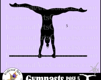 Female Gymnasts Silhouettes Pose 5 - with 1 EPS & SVG Vinyl Ready Images and 1 PNG clipart graphics and scl {Instant Download}