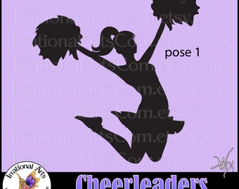 Cheerleader Silhouette Pose 1 - with 1 PNG, SVG, & EPS Vector Vinyl Ready Image [Instant Download]