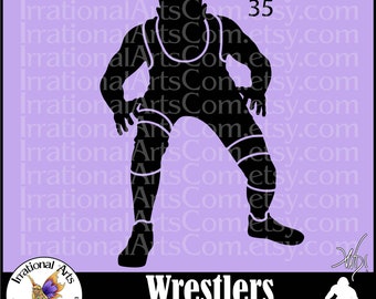 Wrestlers Silhouettes Female Pose 35 - with 1 EPS & 1 SVG vector files + 1 PNG digital clipart graphic  and scl wrestling {Instant Download}