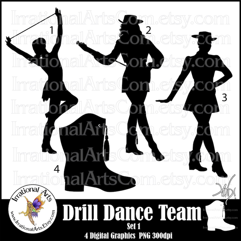 Drill Dance Team Silhouettes Set 1 With 4 PNG Digital Etsy