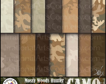 Mossy Woods Hunter Brown CAMO Set 7 - with 14 JPG digital scrapbooking papers {Instant Download}