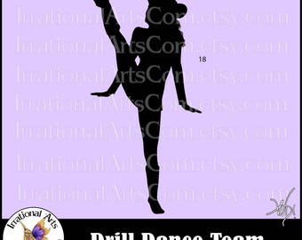 Drill Dance Team Silhouettes Pose 18 - with 1 EPS & SVG Vinyl Ready files and 1 PNG Digital File and Small Commercial License