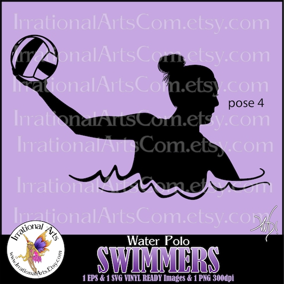 Water Polo Girls Swimmers Silhouettes Pose 4 Vinyl Ready Etsy