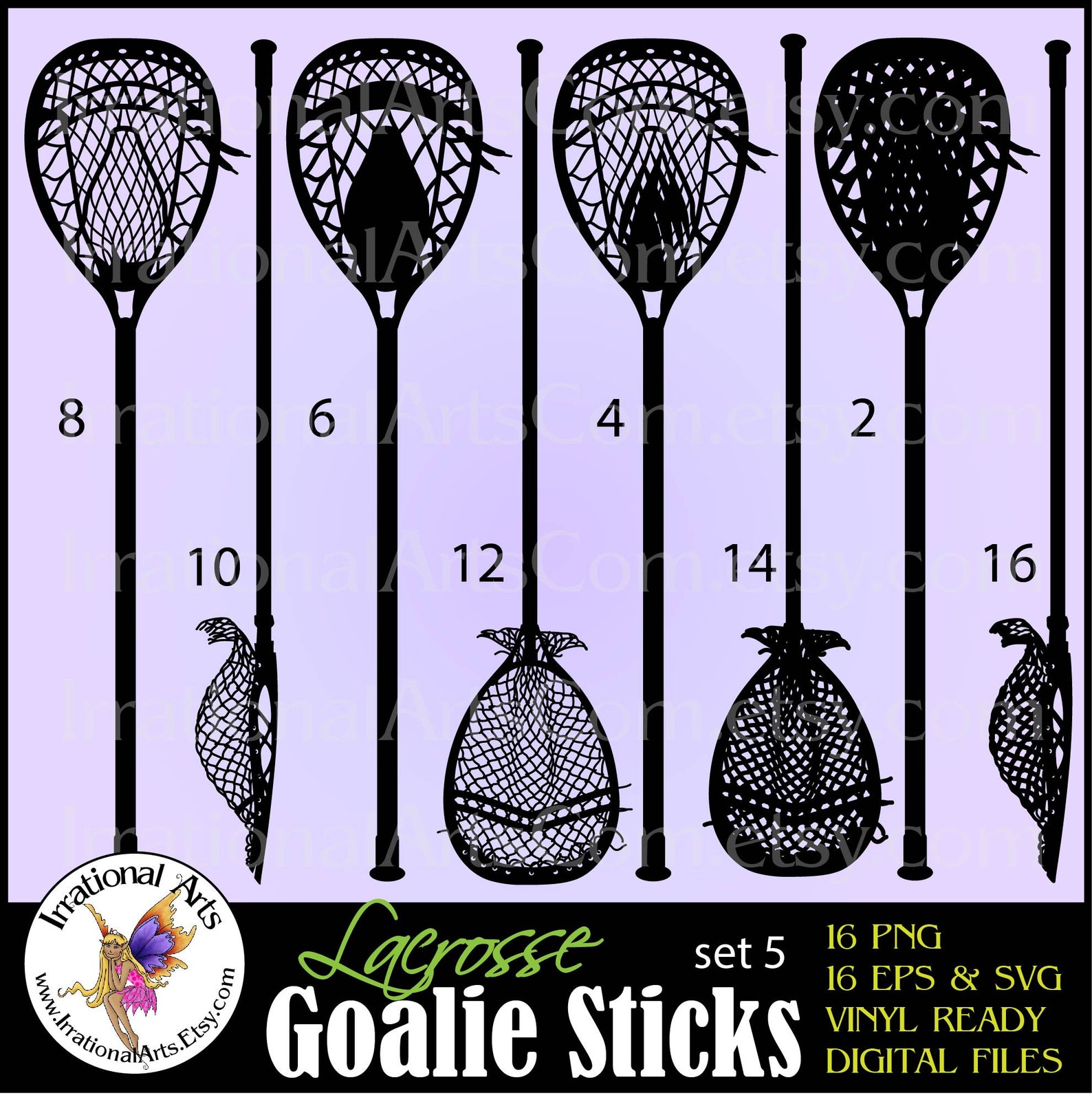 Lacrosse Goalie Sticks set 5 with 16 EPS & SVG Vinyl Ready Etsy